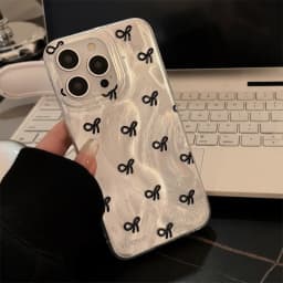 Luxusní laserově stříbrný kryt s mašlí pro iPhone, nárazuvzdorný nárazník, 17, 16, 15, 14, 13, 12, 11 Pro Max - náhled 5