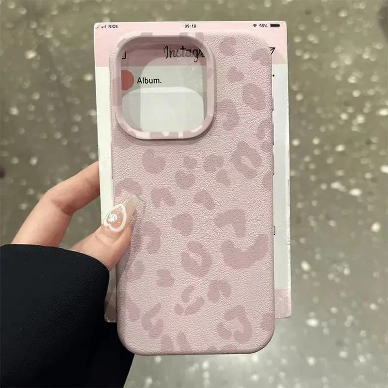 Silikonový kryt s růžovým leopardím potiskem pro iPhone 16 15 14 13 12 11 Pro Max XS XR X ochranný kryt
