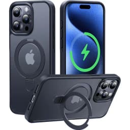 Magnetický stojánek s kroužkem a ochranou objektivu pro iPhone 15 14 13 12 16 Pro Max Plus matný kryt - náhled 2