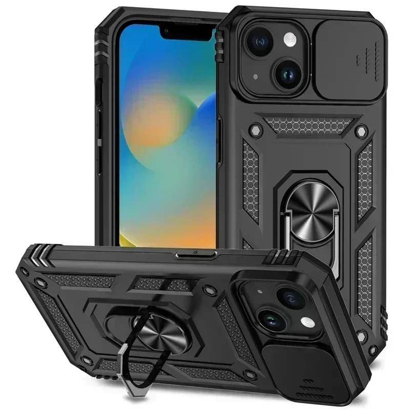 Pouzdro Heavy Duty Armor pro iPhone s stojánkem - pevný nárazníkový kryt pro iPhone 15 14 13 12 11 Pro Max Plus