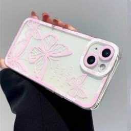 Silikonový ochranný kryt s motivem růžového motýla pro iPhone 16, 15, 14, 13, 12, 11, Pro Max, XR XS. - náhled 4