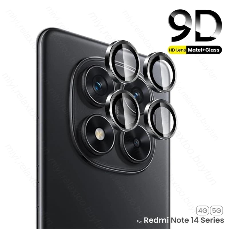 9D zakřivené tvrzené sklo, ochranné pouzdro na objektiv fotoaparátu s kovovým kroužkem pro Note 14 Pro 5G 4G