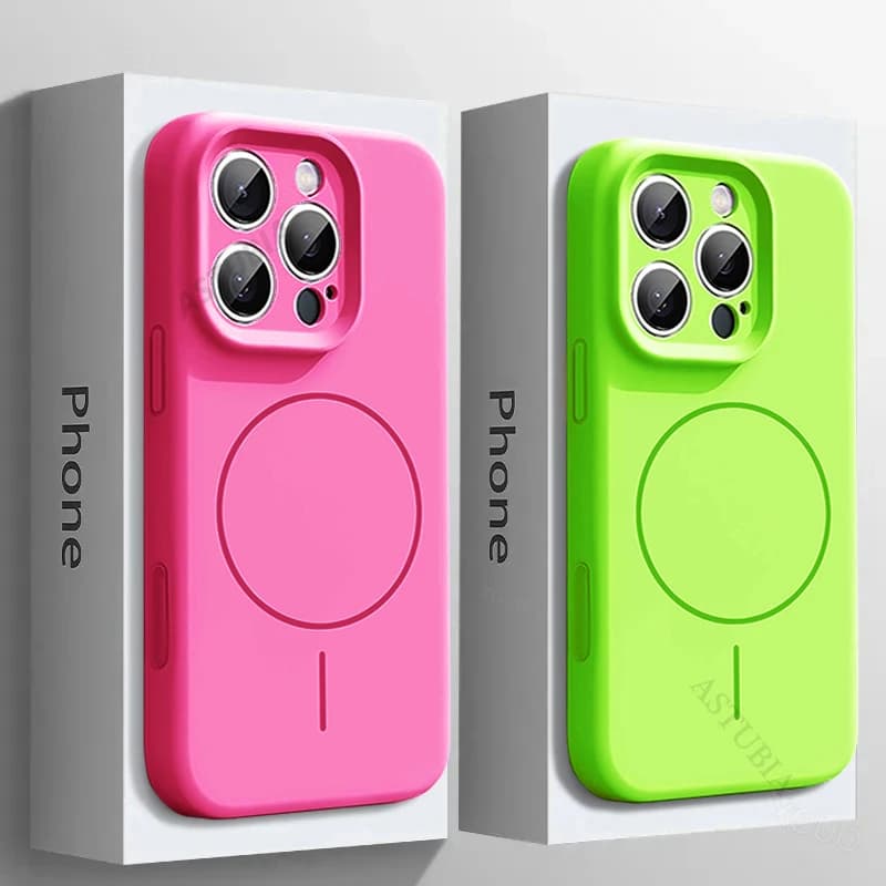 Silikonový kryt MagSafe z tekutého silikonu pro iPhone 16, 15, 14, 13 Pro Max, magnetický bezdrátový nabíjecí kryt