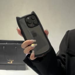 Roztomilý průhledný kryt pro iPhone s kočičími ušima, nárazuvzdorný, tvrdý akrylový, měkký silikonový kryt, 11, 12, 13, 14, 15, 16 - náhled 2