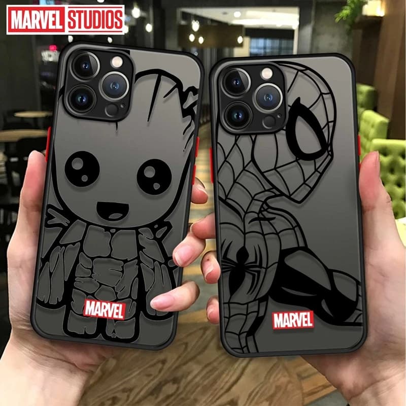 Průhledný ochranný kryt na telefon s motivem Marvel Superhero pro iPhone 11 12 13 14 15 16 Pro Max Plus XR Mini