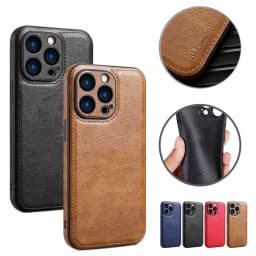 Ultra tenké měkké kožené pouzdro na telefon s ochranou čočky pro iPhone 16 15 14 13 12 11 Pro Max - náhled 7