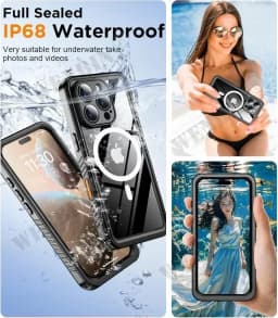 Voděodolný kryt pro iPhone, IP68, ochrana celého těla, plavání, potápění, kompatibilní s krytem MagSafe - náhled 4