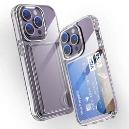 Průhledný kryt pro iPhone 16, 15, 14, 13, 12, 11, Pro Max XR s držákem karet a sloty pro peněženku - náhled 2