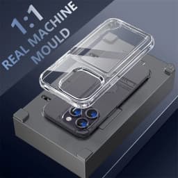 Průhledný kryt pro iPhone 16, 15, 14, 13, 12, 11, Pro Max XR s držákem karet a sloty pro peněženku - náhled 5