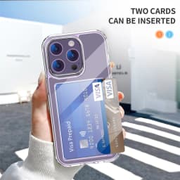 Průhledný kryt pro iPhone 16, 15, 14, 13, 12, 11, Pro Max XR s držákem karet a sloty pro peněženku - náhled 3