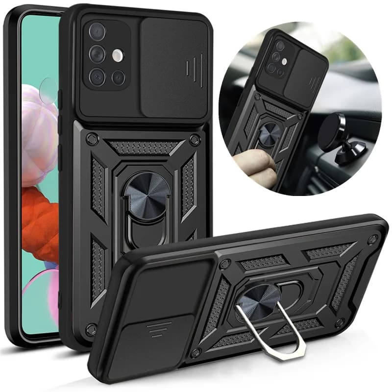 Nárazuvzdorné pouzdro na telefon s magnetickým stojánkem a ochranou fotoaparátu pro Galaxy A11 A31 A51 A71 M11 M51 A21s