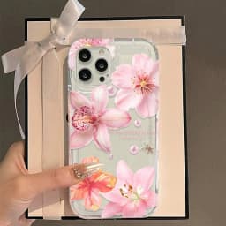 Květinový průhledný nárazuvzdorný TPU kryt na telefon pro iPhone 17 16 15 14 13 12 11 XS XR 8 7 Plus SE - náhled 4