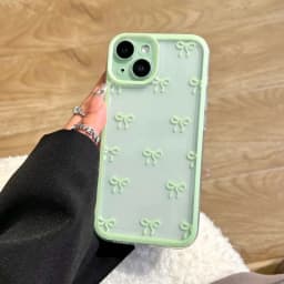 Roztomilý kryt s mašlí pro iPhone, průhledný měkký TPU kryt pro iPhone 16 15 14 13 12 Pro Max, v bonbónových barvách - náhled 5