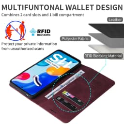 Kožené flipové pouzdro na telefon s peněženkou pro Redmi Note 11, 10, 9 a modely Mi Poco - náhled 6