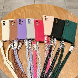 Pouzdro na telefon crossbody s opleteným popruhem na karty pro Samsung Galaxy S25 S24 S23 S22 S21 - náhled 3