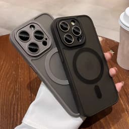 Magnetické bezdrátové nabíjecí pouzdro pro iPhone 11-16 Pro Max, průhledný nárazuvzdorný matný nárazníkový kryt - náhled 4