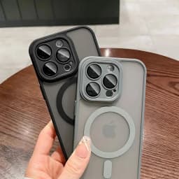 Magnetické bezdrátové nabíjecí pouzdro pro iPhone 11-16 Pro Max, průhledný nárazuvzdorný matný nárazníkový kryt - náhled 5