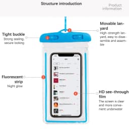 Voděodolné pouzdro na telefon, univerzální suché pouzdro pro plavání, pláž, venkovní vodní sporty - náhled 6