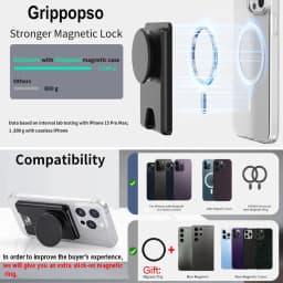 Univerzální magnetická peněženka na telefon s rozšiřujícím se úchopem - pouzdro na karty pro iPhone a Samsung smartphony - náhled 4
