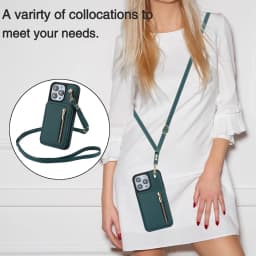 Kožená peněženka na telefon s RFID technologií, crossbody taška s přihrádkami na karty pro iPhone 15, 16 Pro Max, 14, 13, 12... - náhled 5