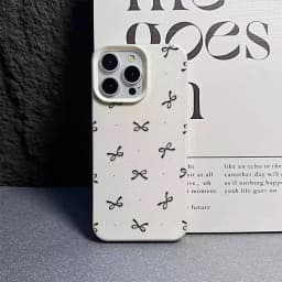 Silikonový kryt s černým potiskem mašle pro iPhone 16, 15, 14, 13, 12, 11 Pro Max, měkký kryt - náhled 4