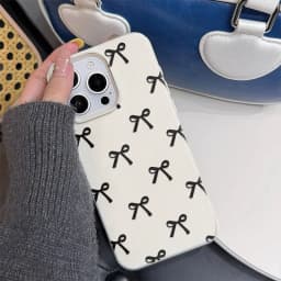 Silikonový kryt s černým potiskem mašle pro iPhone 16, 15, 14, 13, 12, 11 Pro Max, měkký kryt - náhled 7