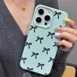 Silikonový kryt s černým potiskem mašle pro iPhone 16, 15, 14, 13, 12, 11 Pro Max, měkký kryt - náhled 6