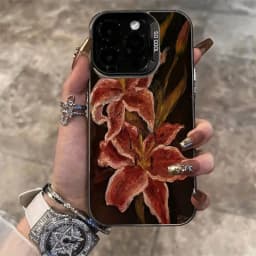 Pouzdro na telefon s olejomalbou z květu lilie pro iPhone 16 15 14 13 12 Pro Max nárazuvzdorné retro - náhled 5