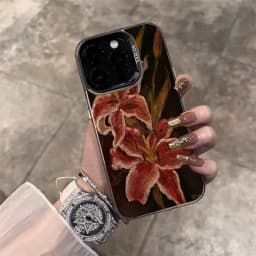 Pouzdro na telefon s olejomalbou z květu lilie pro iPhone 16 15 14 13 12 Pro Max nárazuvzdorné retro - náhled 6