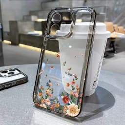 Průhledný kryt s květinovým motivem pro iPhone 16, 15, 14, 13, 12, 11 Pro Max, nárazuvzdorný, měkký silikonový kryt - náhled 3