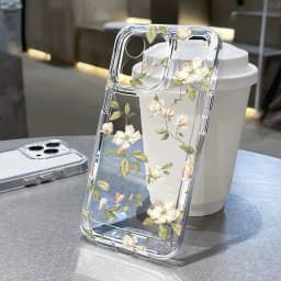 Průhledný kryt s květinovým motivem pro iPhone 16, 15, 14, 13, 12, 11 Pro Max, nárazuvzdorný, měkký silikonový kryt - náhled 5