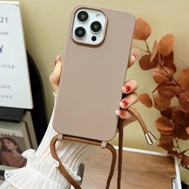 Silikonový kryt na telefon s crossbody popruhem pro iPhone 16 15 14 13 12 11 Pro Max Soft TPU kryt