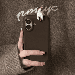Kožený kryt s 3D kresleným motivem kočky a ryby pro iPhone 16 15 14 13 12 Pro Max, měkký zadní kryt - náhled 4