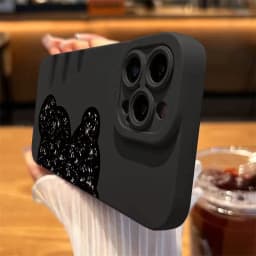 Silikonový kryt s květinovým vzorem a medvídkem, nárazuvzdorný, pro iPhone 16, 15, 14, 13, 12, 11, Pro Max, XR XS. - náhled 3