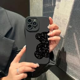 Silikonový kryt s květinovým vzorem a medvídkem, nárazuvzdorný, pro iPhone 16, 15, 14, 13, 12, 11, Pro Max, XR XS. - náhled 4