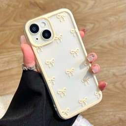 Roztomilý kryt s mašlí pro iPhone, průhledný měkký bonbónový kryt pro 16, 15, 14, 13, 12 Pro Max, ochrana telefonu - náhled 4