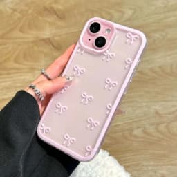 Roztomilý kryt s mašlí pro iPhone, průhledný měkký bonbónový kryt pro 16, 15, 14, 13, 12 Pro Max, ochrana telefonu - náhled 6