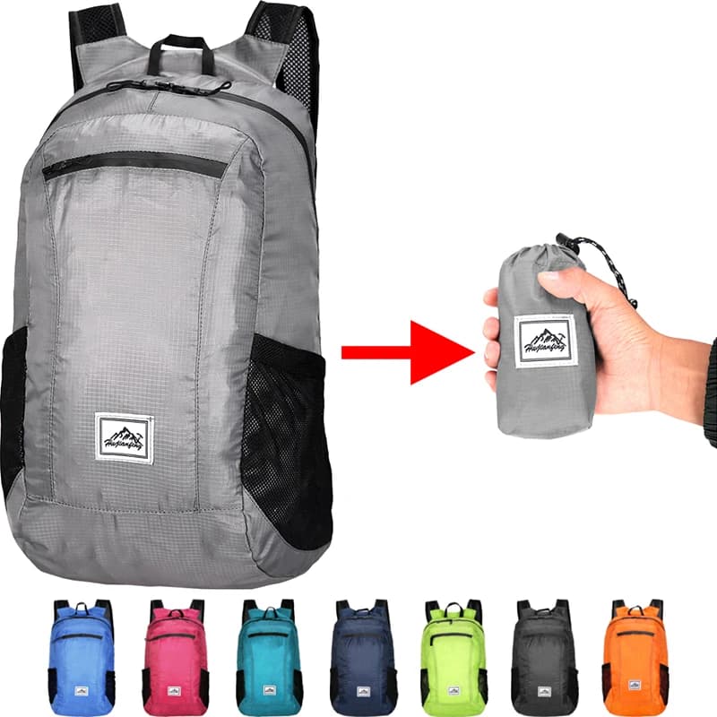 18L ultralehký skládací turistický batoh - přenosný venkovní denní batoh na horolezectví, cestování, cyklistiku