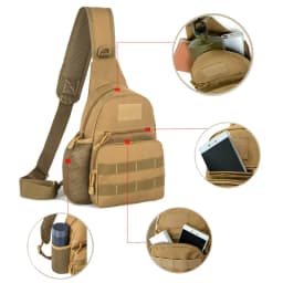 Taktická taška na hrudník, popruh, Molle, turistický batoh, venkovní kempování, lov, rybaření, crossbody batoh - náhled 5