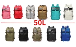 Voděodolný taktický batoh 30L 50L Turistický, kempovací, outdoorový, sportovní, z nylonu 1000D - náhled 3