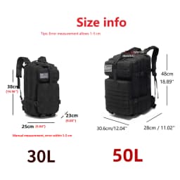 Voděodolný taktický batoh 30L 50L Turistický, kempovací, outdoorový, sportovní, z nylonu 1000D - náhled 5