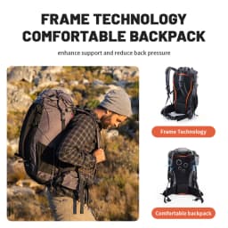 65L turistický batoh, vodotěsný, velkokapacitní, venkovní kempingový cestovní batoh, ergonomický design - náhled 4