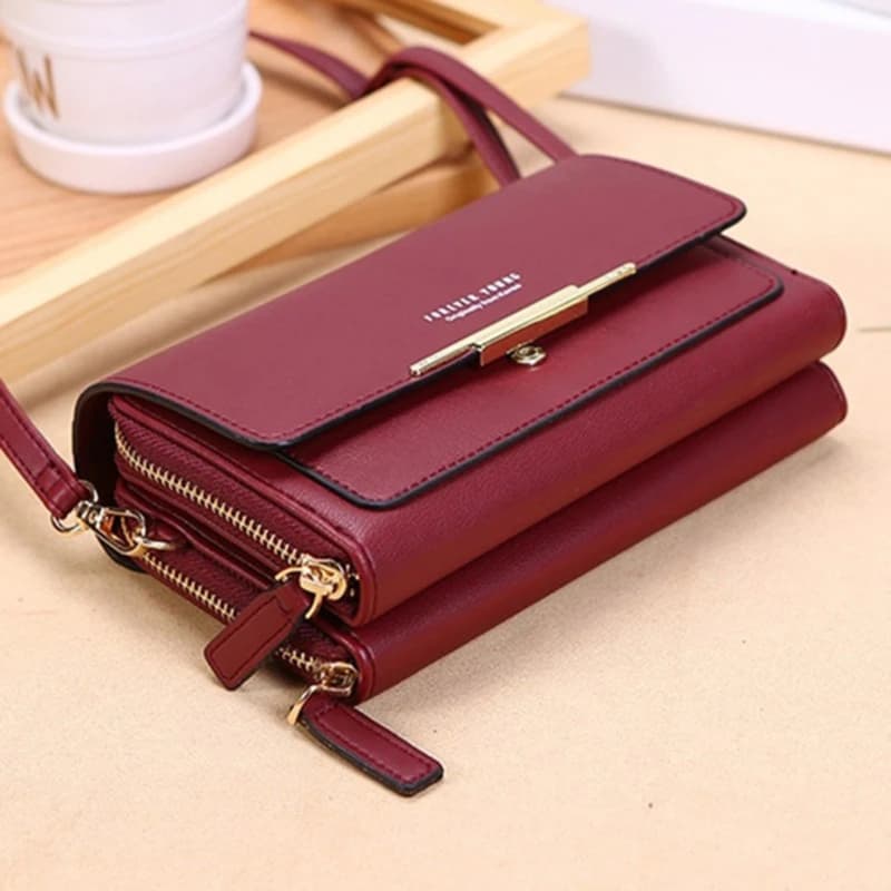 Dámská velkokapacitní crossbody peněženka, držák na telefon s různými kartami a telefonem, módní kabelka