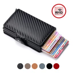 Tenká peněženka s RFID blokováním pro muže - pouzdro na kreditní karty z uhlíkových vláken se 14 sloty, mini kabelka - náhled 2