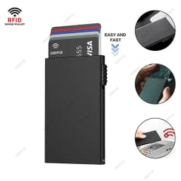 Tenká kovová peněženka s RFID blokováním - minimalistický pouzdro na kreditní karty pro muže a ženy s vyskakovacím designem - náhled 2