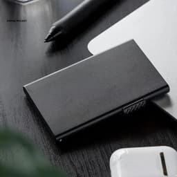 Tenká kovová peněženka s RFID blokováním - minimalistický pouzdro na kreditní karty pro muže a ženy s vyskakovacím designem - náhled 4