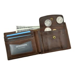 Pánská peněženka z pravé hovězí kůže s RFID blokováním a kapsou na mince a karty, vintage kabelka - náhled 4