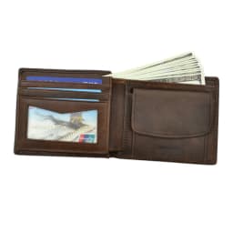 Pánská peněženka z pravé hovězí kůže s RFID blokováním a kapsou na mince a karty, vintage kabelka - náhled 3
