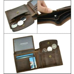 Pánská peněženka z pravé hovězí kůže s RFID blokováním a kapsou na mince a karty, vintage kabelka - náhled 6