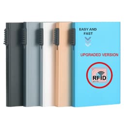 Tenký kovový držák kreditních karet, vyskakovací hliníková peněženka s RFID blokováním, minimalistický design, unisex - náhled 3